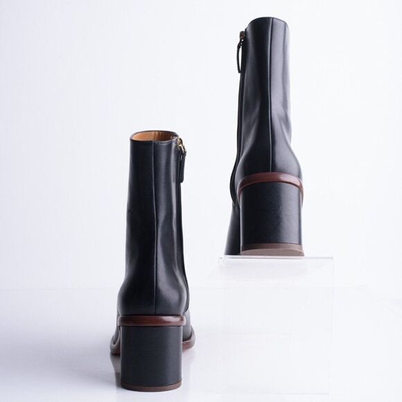 Chloe Womens Meganne Leather Ankle Boots Booties Black EU 35.6 US 6.5 Block Heel - Picture 6 of 9